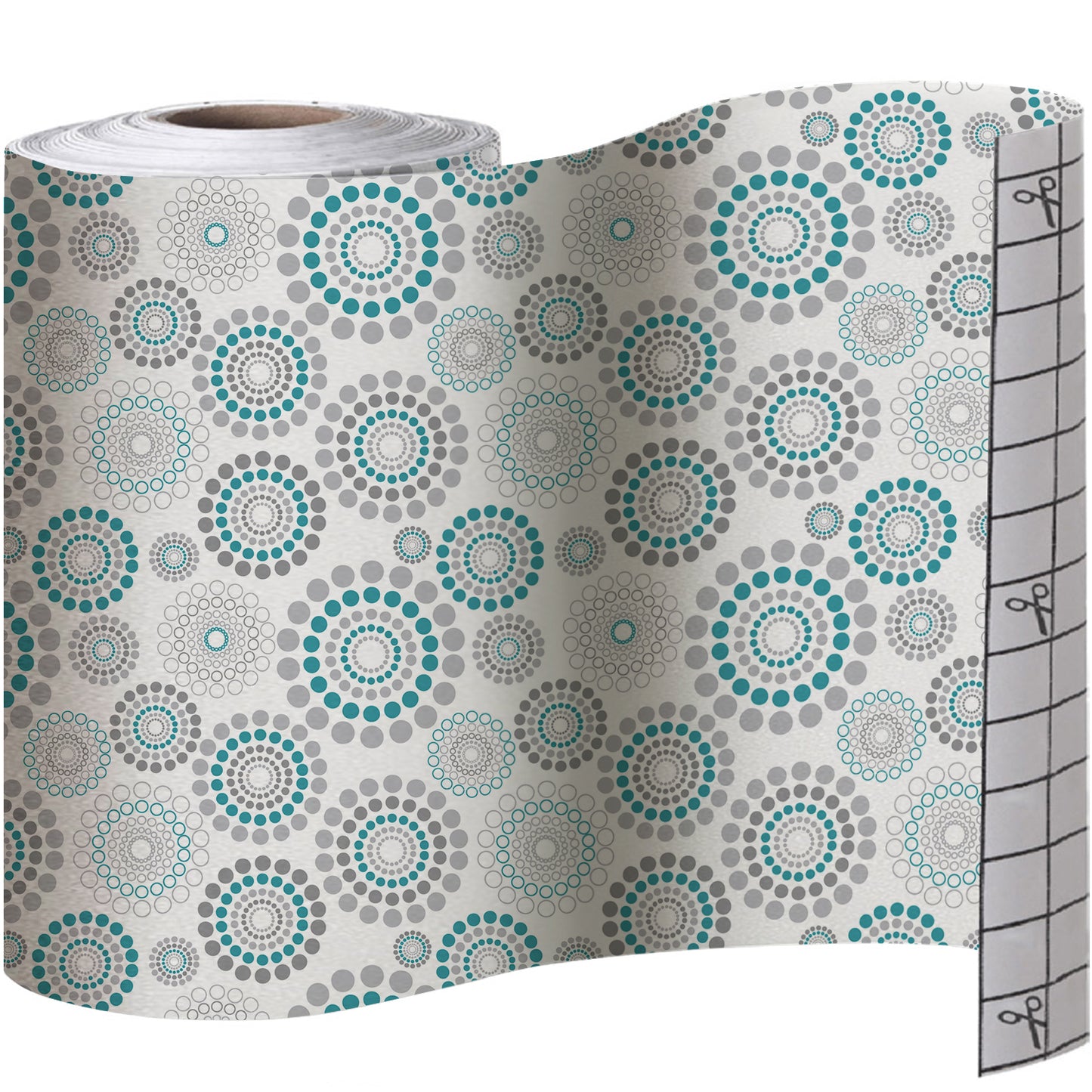 Peel and Stick Liner Gorilla Grip Spiral: Gray/White/Turquoise 11.8"x10'