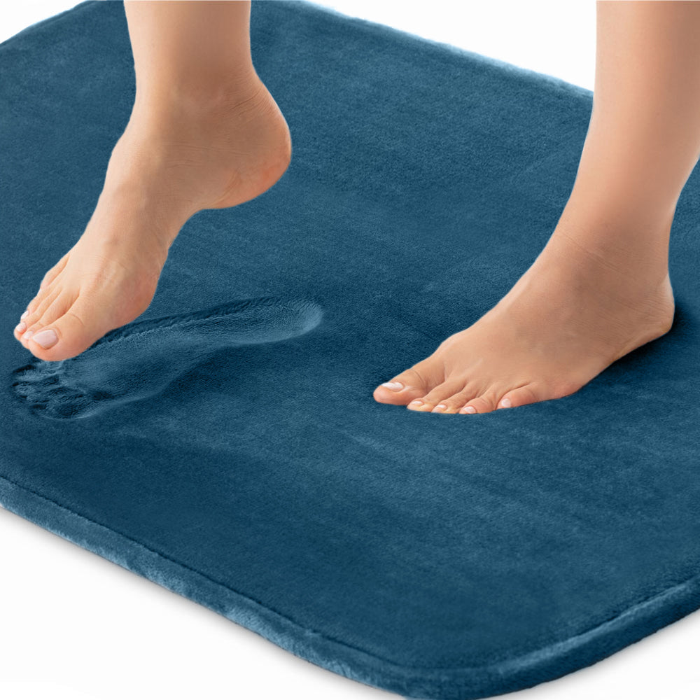 Memory Foam Bath Mat Gorilla Grip Blue 24" x 17"