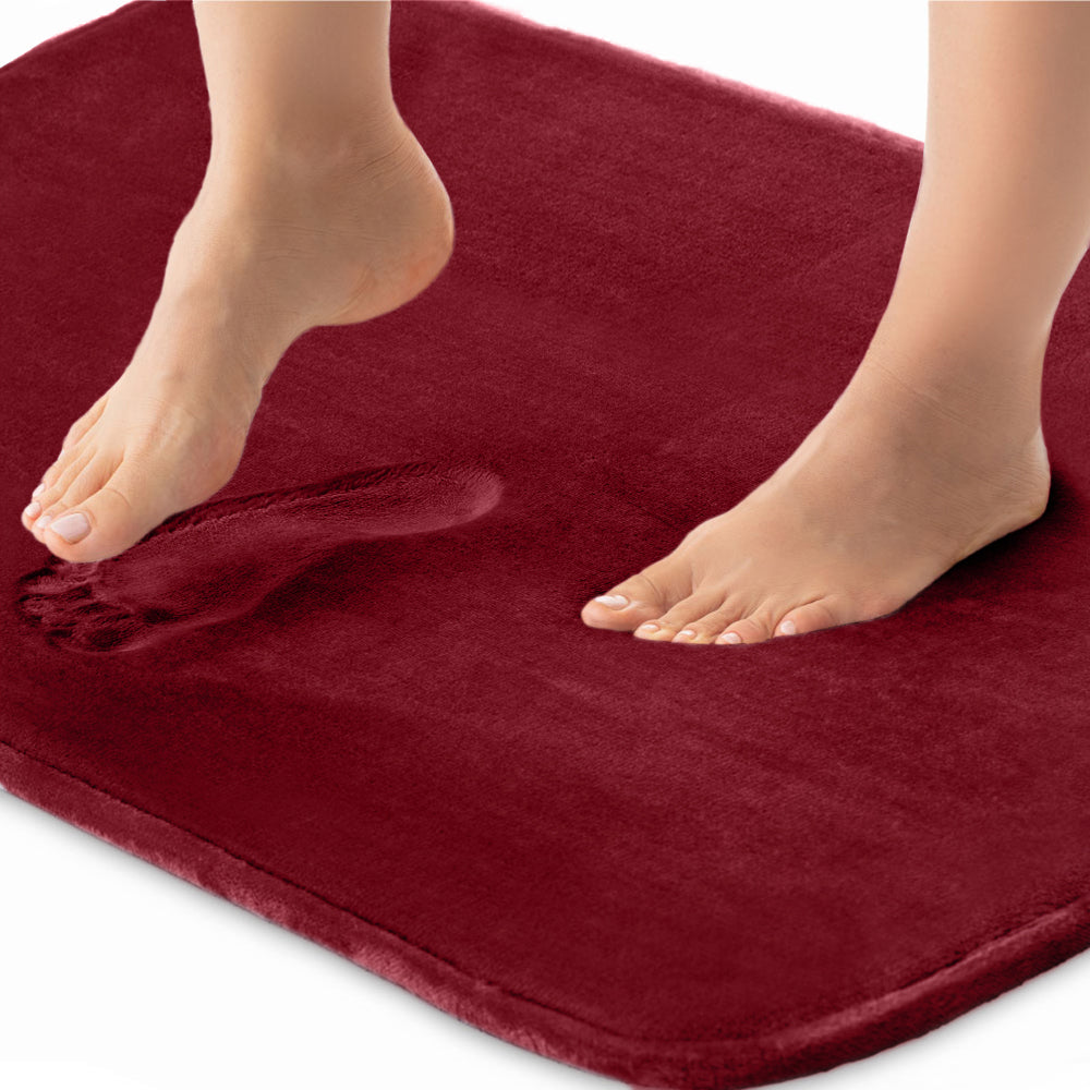 Memory Foam Bath Mat Gorilla Grip Burgundy 24" x 17"