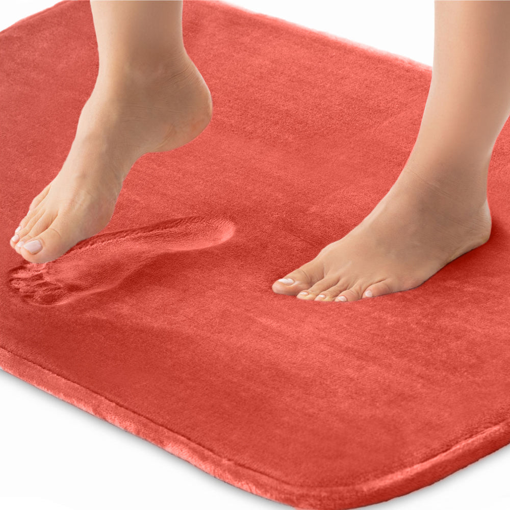 Memory Foam Bath Mat Gorilla Grip Coral 24" x 17"