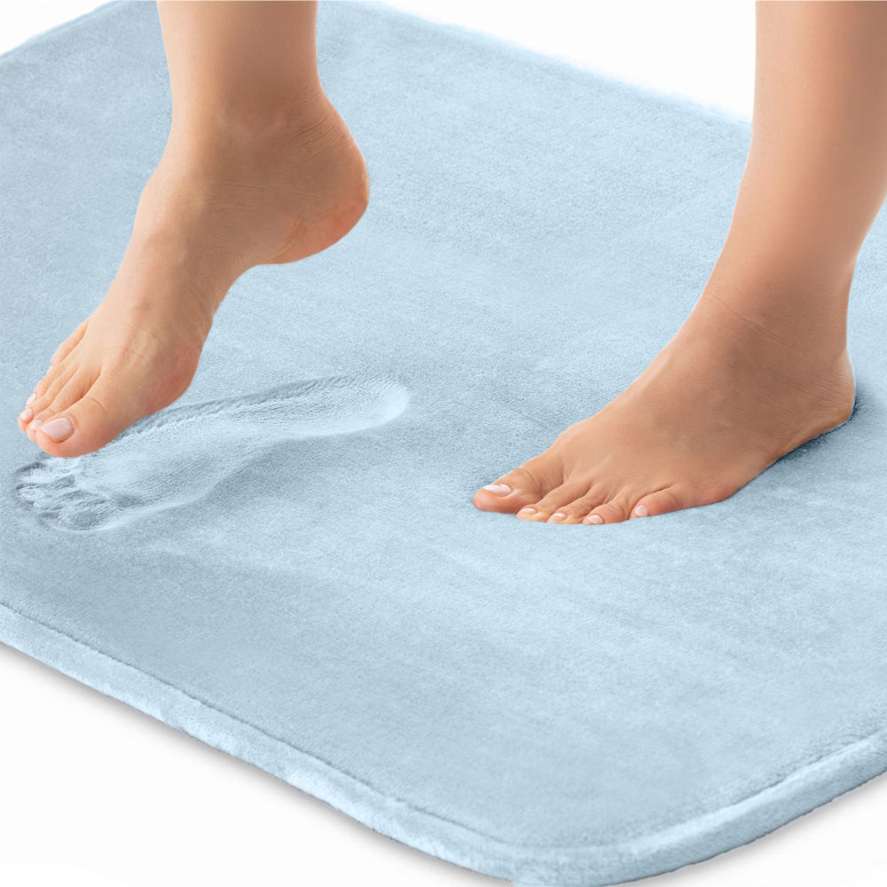Memory Foam Bath Mat Gorilla Grip Light Blue 24" x 17"