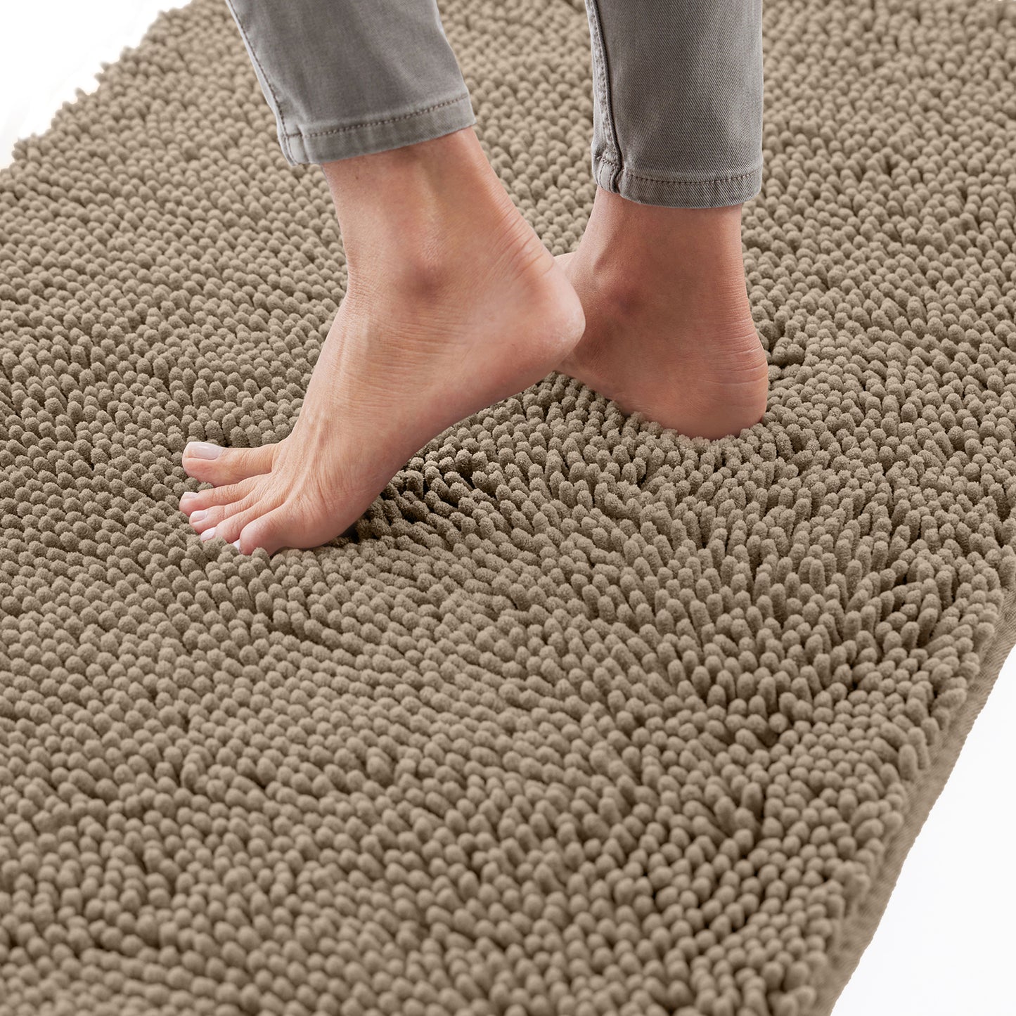 Chenille Bath Rug Gorilla Grip Beige 24" x 17"