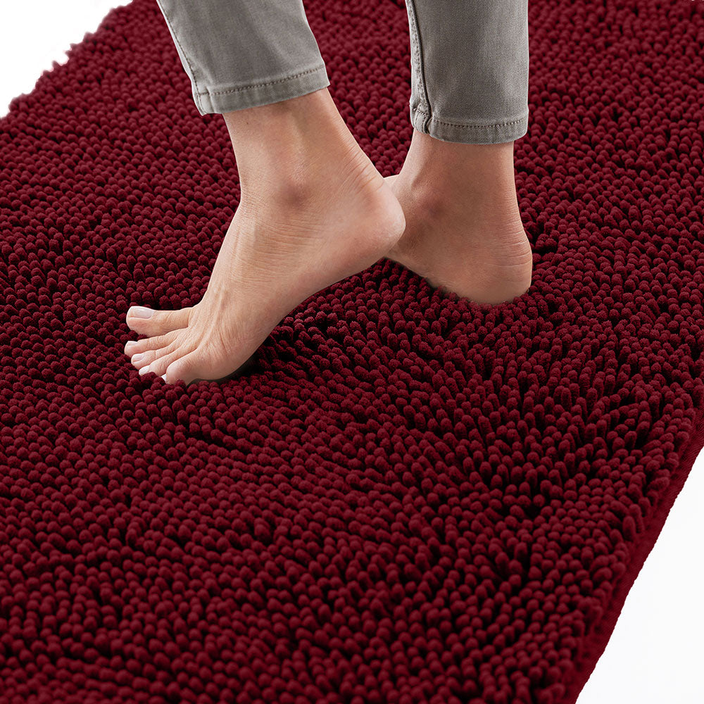 Chenille Bath Rug Gorilla Grip Burgundy 24" x 17"