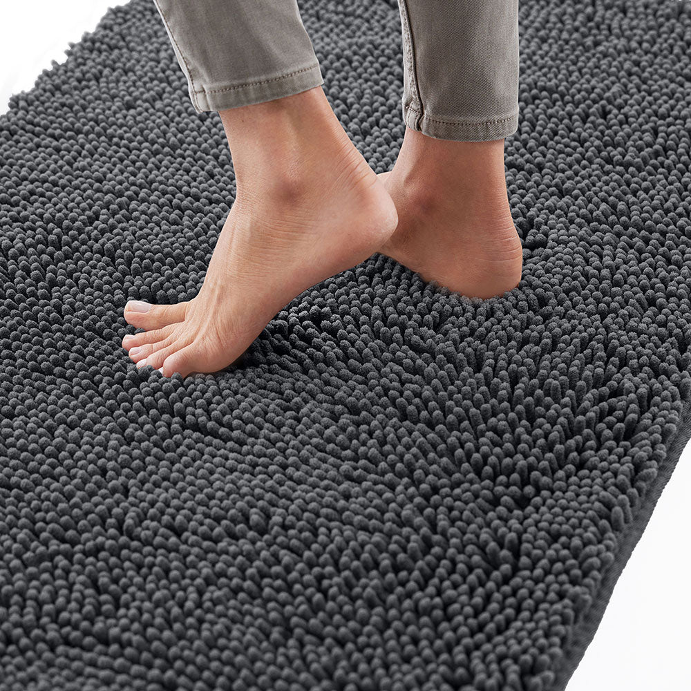 Chenille Bath Rug Gorilla Grip Charcoal 24" x 17"