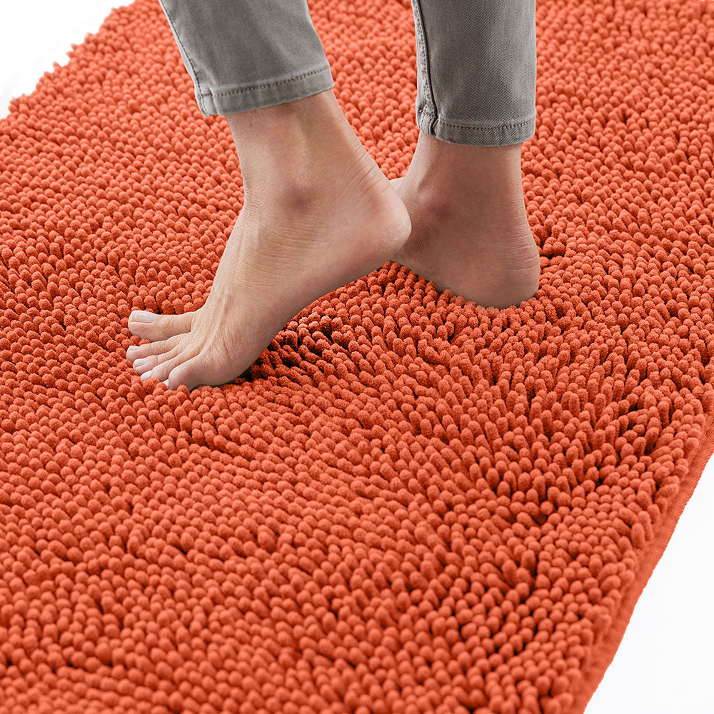 Chenille Bath Rug Gorilla Grip Coral 24" x 17"