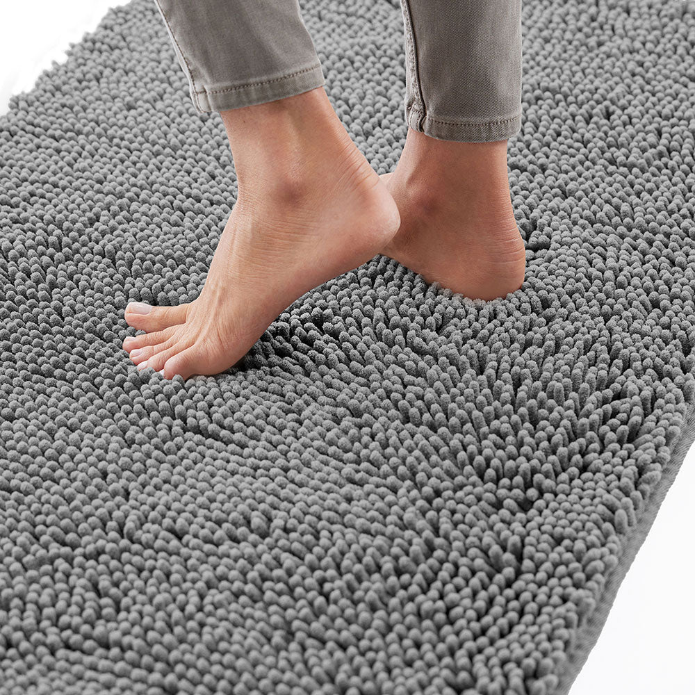 Chenille Bath Rug Gorilla Grip Gray 24" x 17"