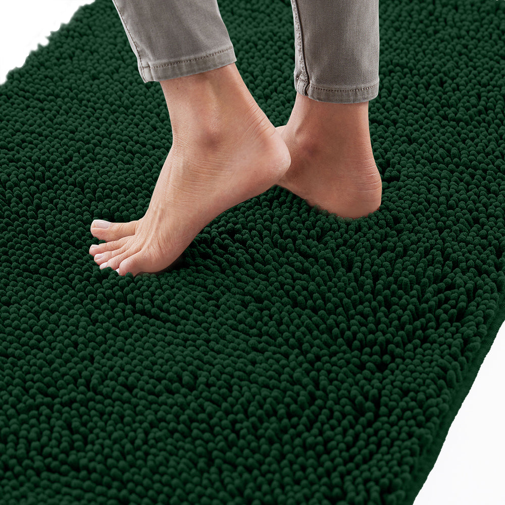 Chenille Bath Rug Gorilla Grip Hunter Green 24" x 17"