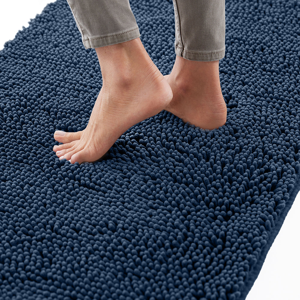 Chenille Bath Rug Gorilla Grip Navy 24" x 17"