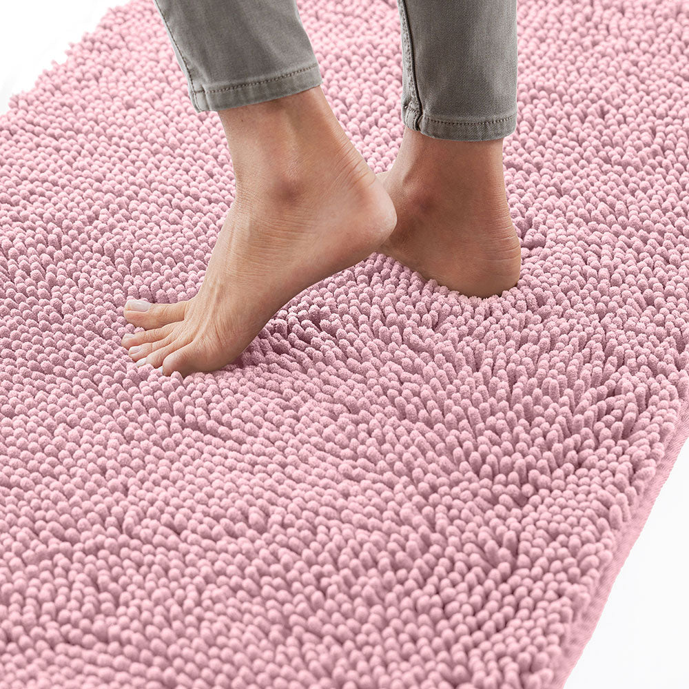 Chenille Bath Rug Gorilla Grip Light Pink 24" x 17"