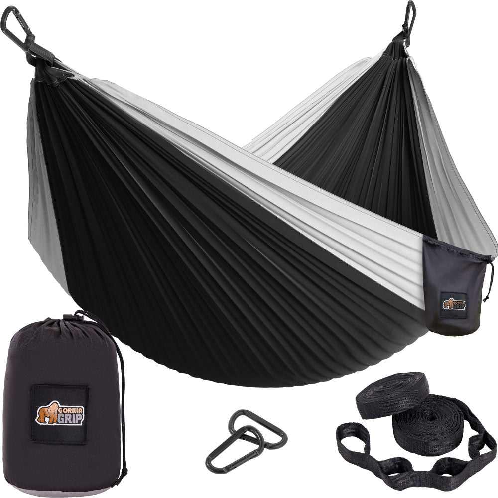 Camping Hammock Gorilla Grip Black/Gray Double (10' x 6.5')