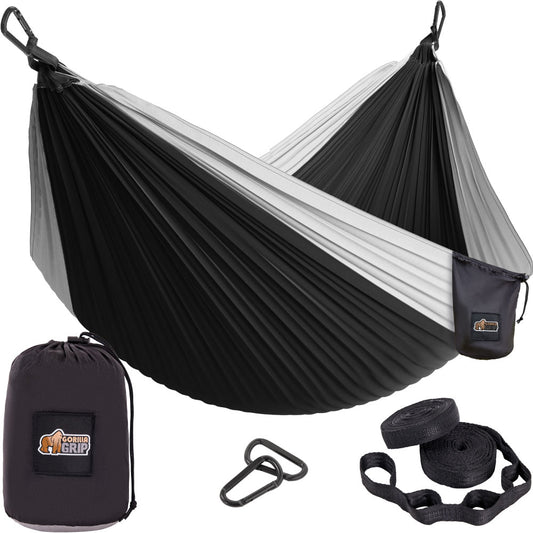 Camping Hammock Gorilla Grip Black/Gray Double (10' x 6.5')