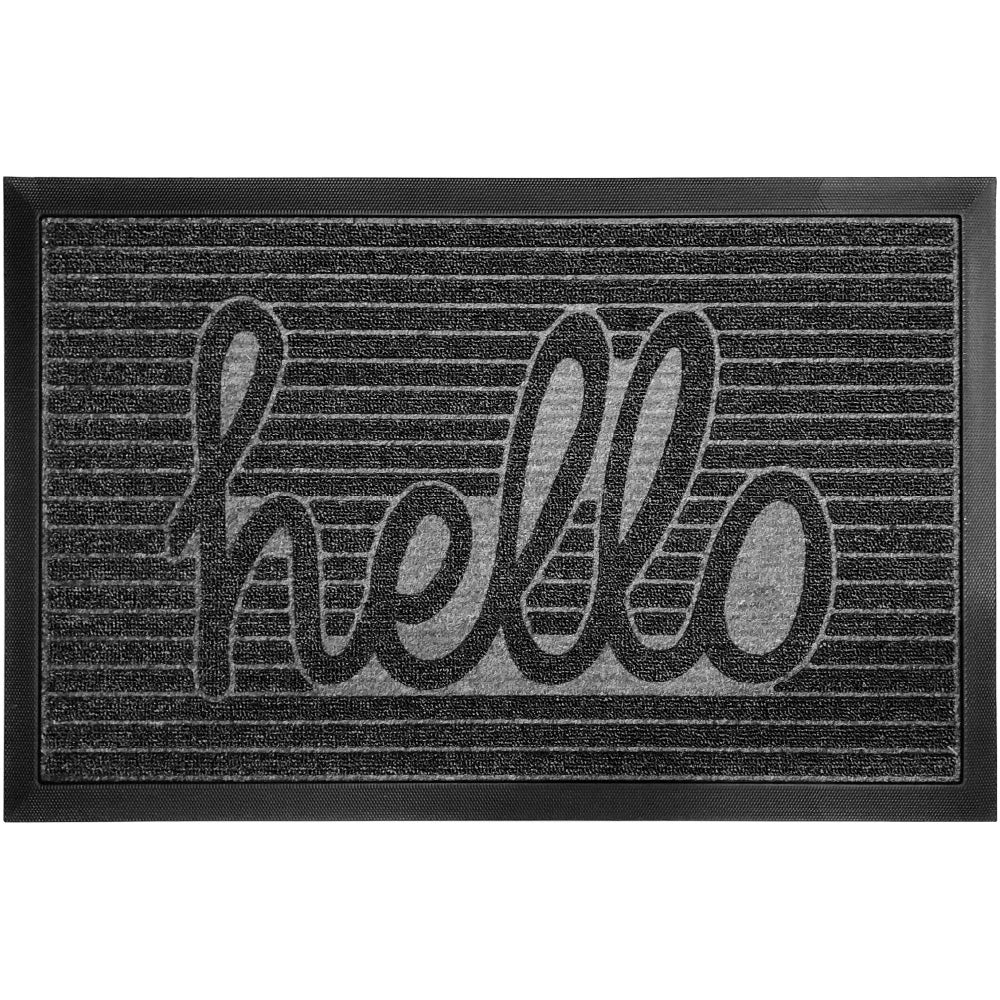 Weathermax Doormat Gorilla Grip Charcoal Hello 17" x 29"