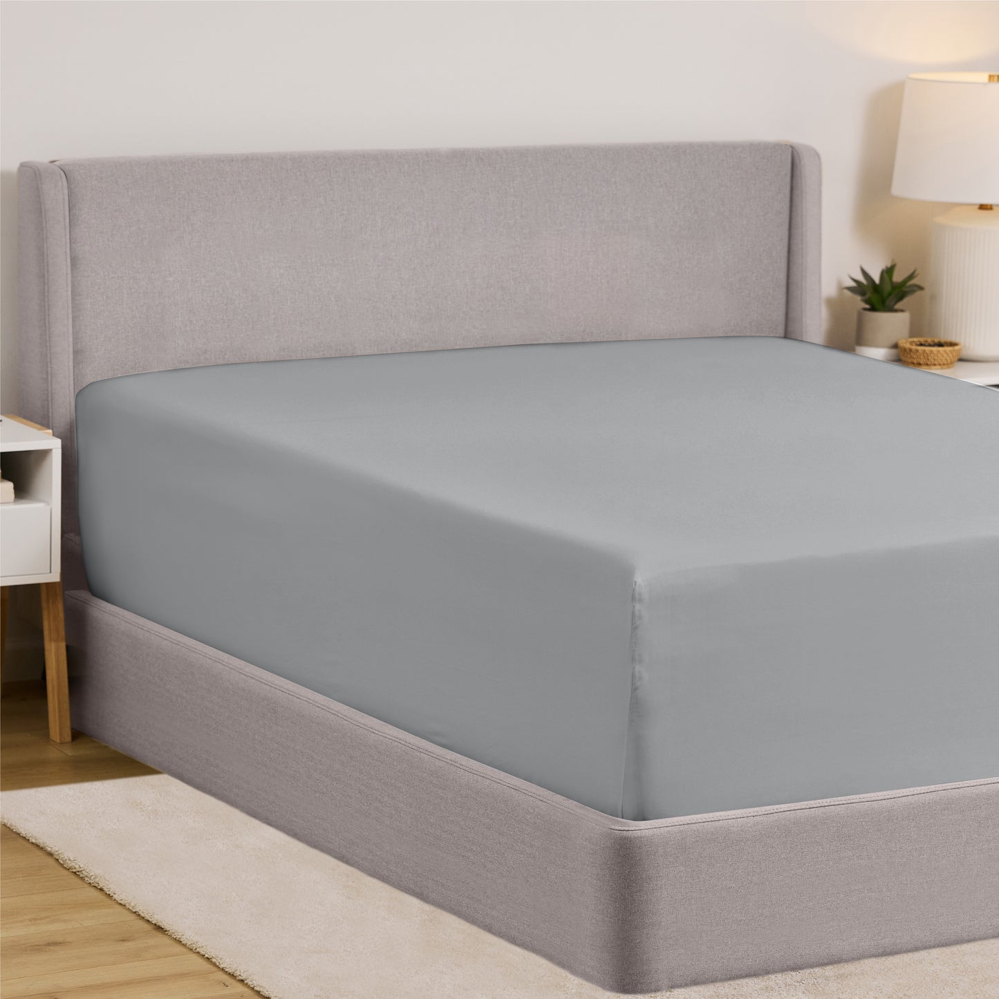 Fitted Sheet Gorilla Grip Soft Gray Twin