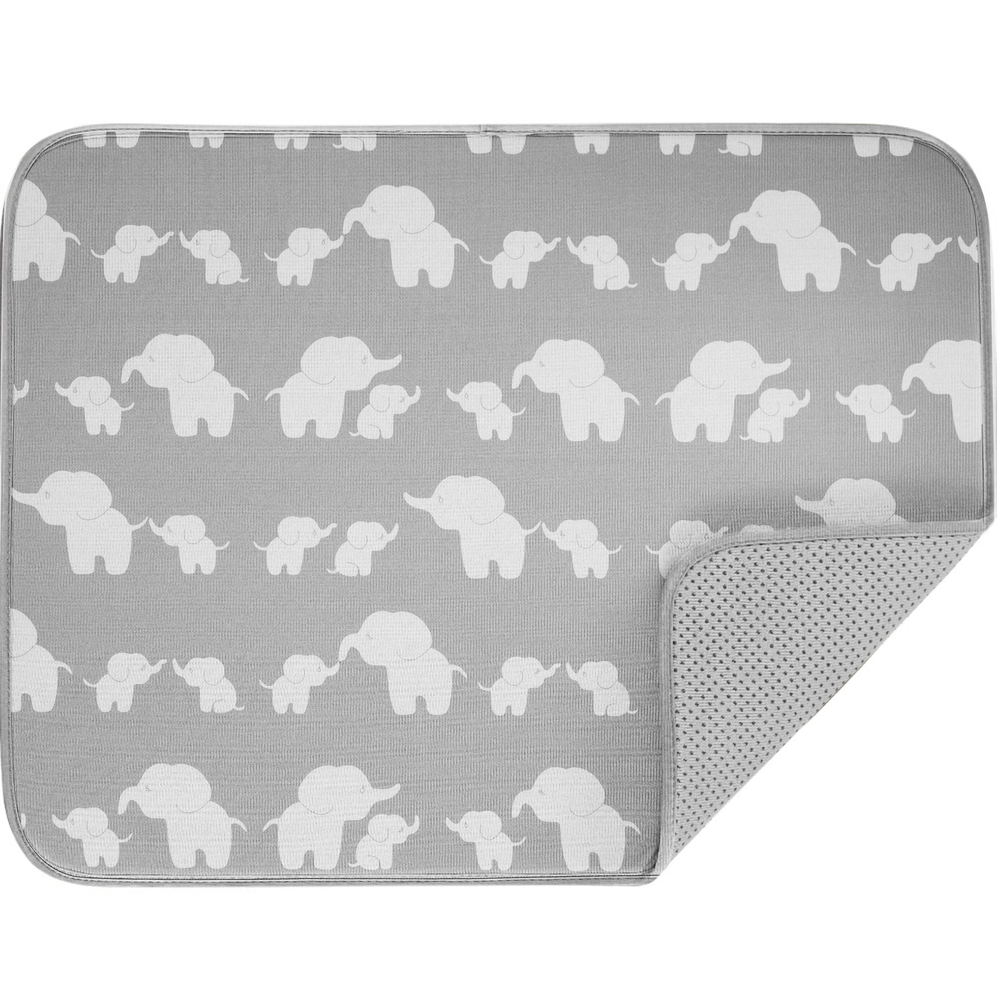 Microfiber Dish Drying Mat  Gorilla Grip Elephants 16 x 18
