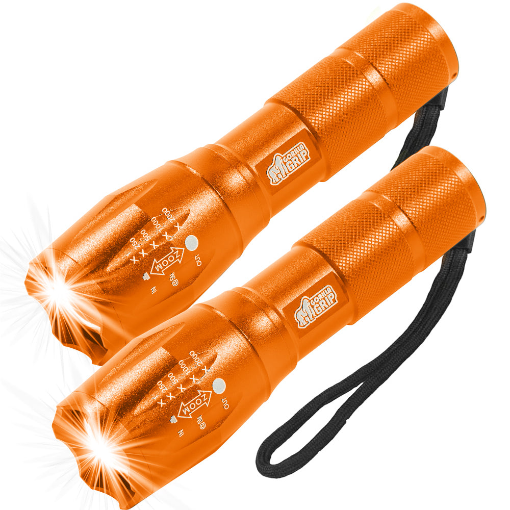 Flashlight Gorilla Grip Safety Orange 2 Pack