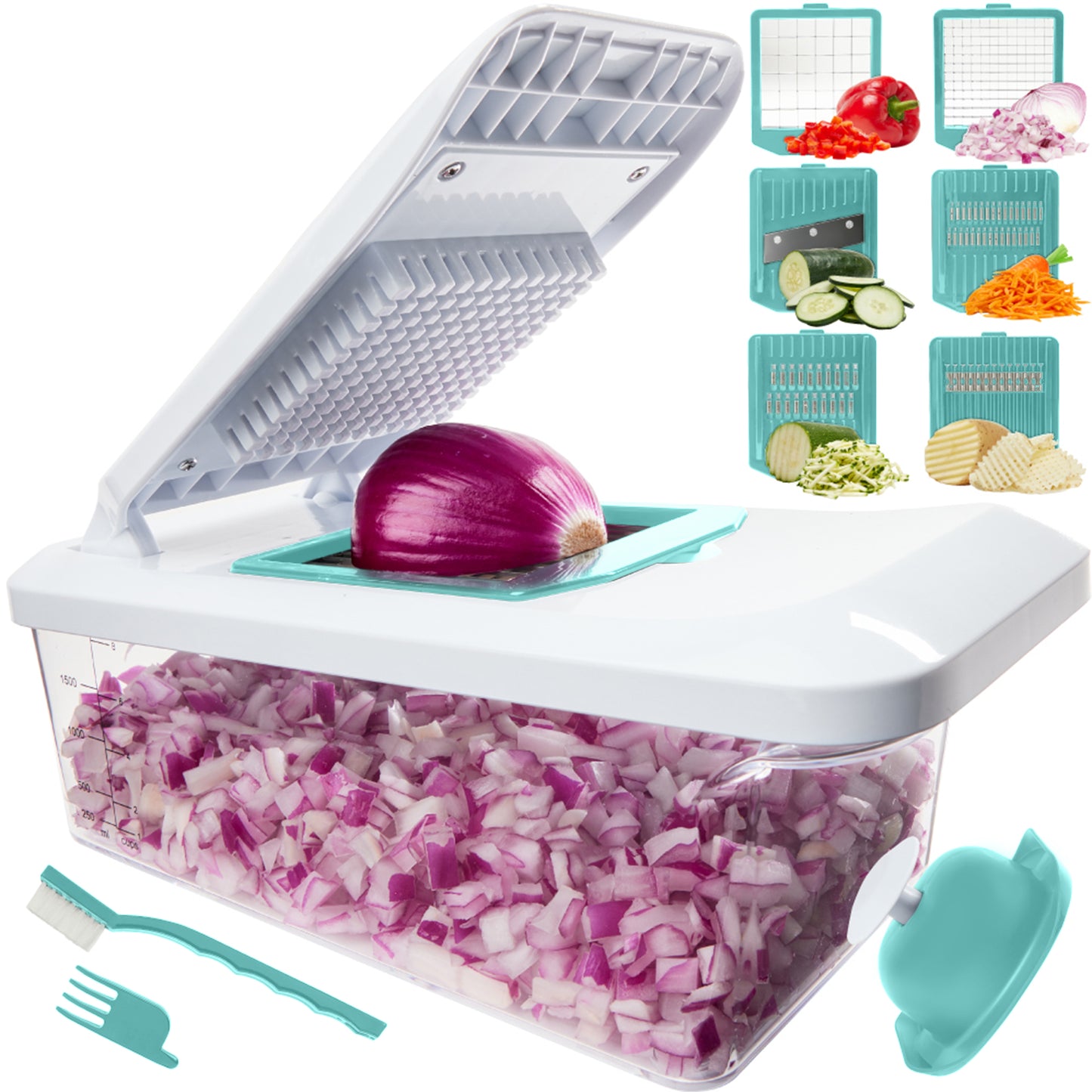 Vegetable Food Chopper Gorilla Grip Turquoise