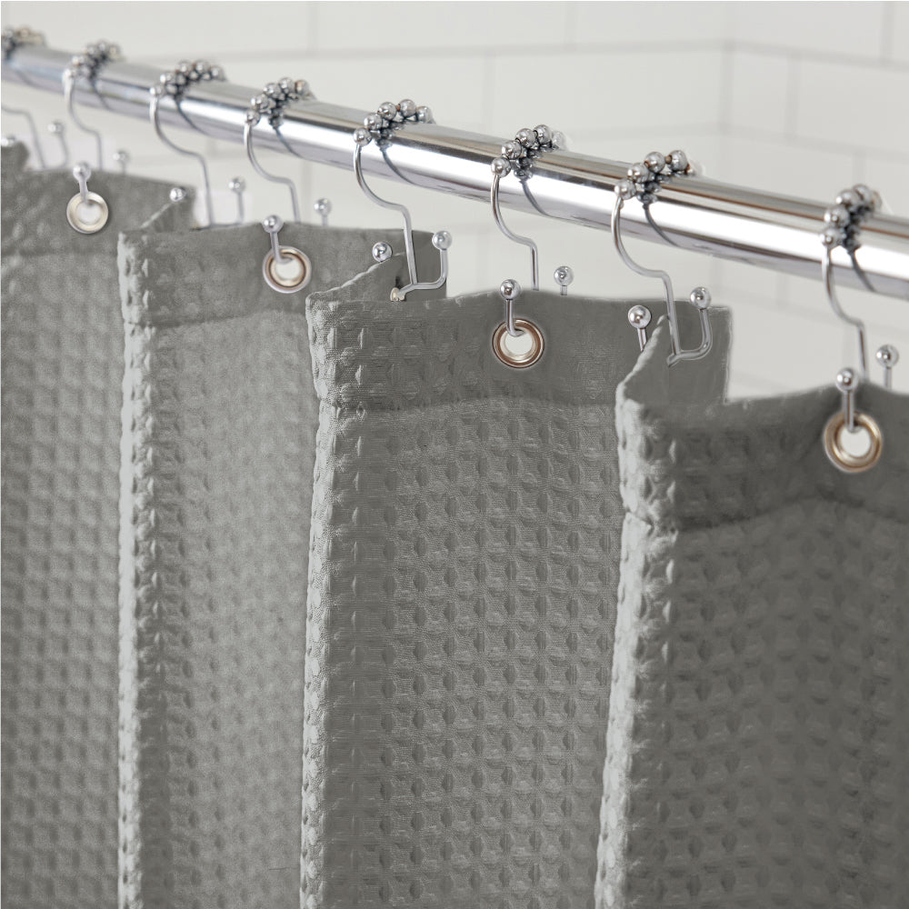 Waffle Shower Curtain Gorilla Grip Gray 72"W x 72"L