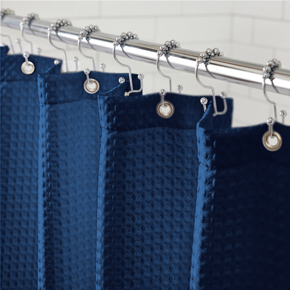 Waffle Shower Curtain Gorilla Grip Navy 72"W x 72"L
