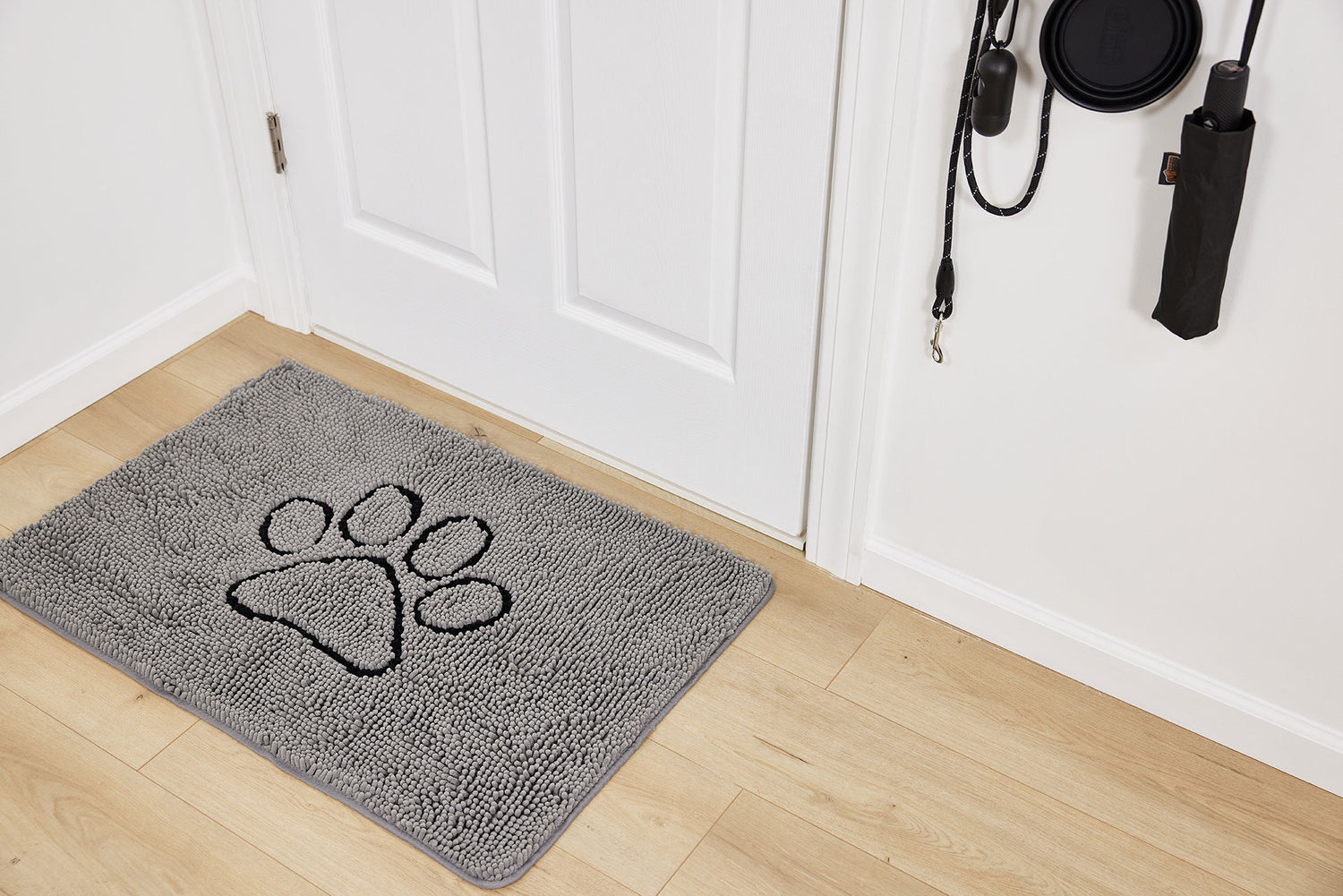 Gorilla Grip Chenille doormat with paw design, perfect for pet owners