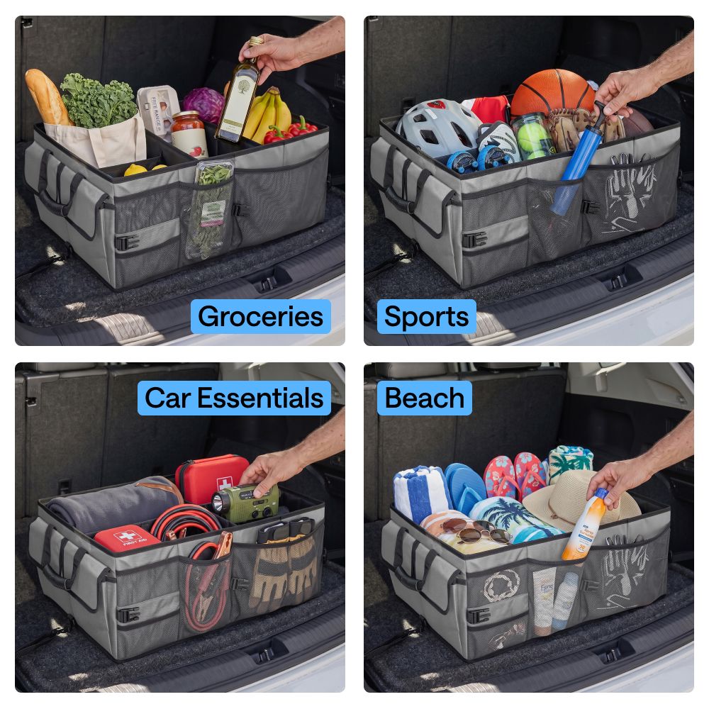 Trunk Organizer Gorilla Grip Gray QUAD
