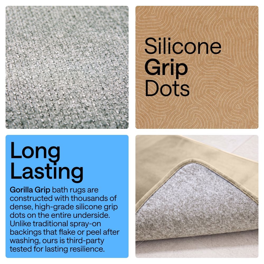 Memory Foam Bath Rug Gorilla Grip Taupe STORY