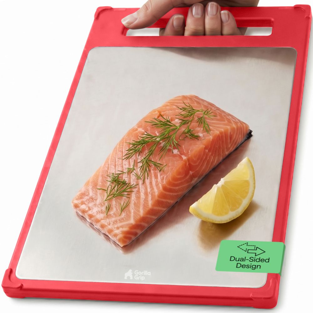 Stainless Steel Cutting Board Gorilla Grip Red 12x8