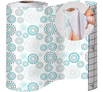 Peel and Stick Liner Gorilla Grip Spiral: Gray/White/Turquoise 11.8"x10'