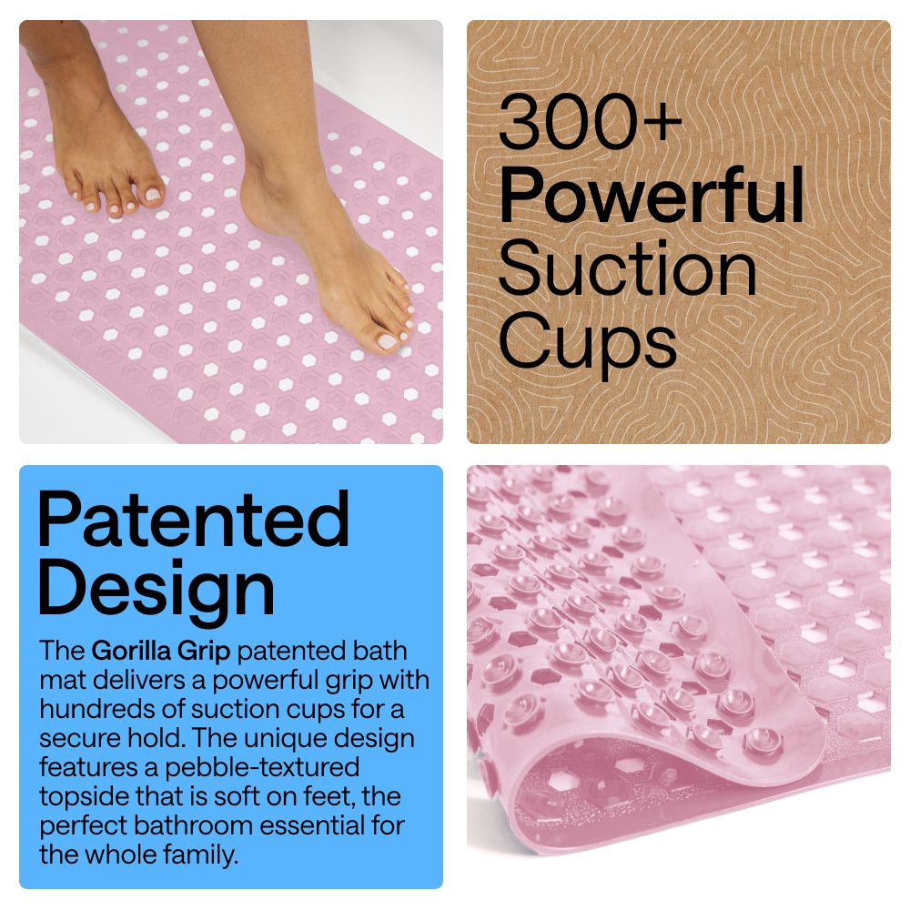 Bath Mat Gorilla Grip Light Pink Opaque Story
