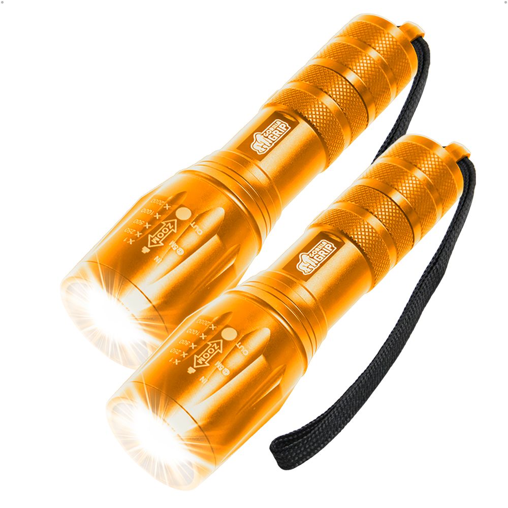 Compact Flashlight Gorilla Grip Yellow Gold 2 Pack
