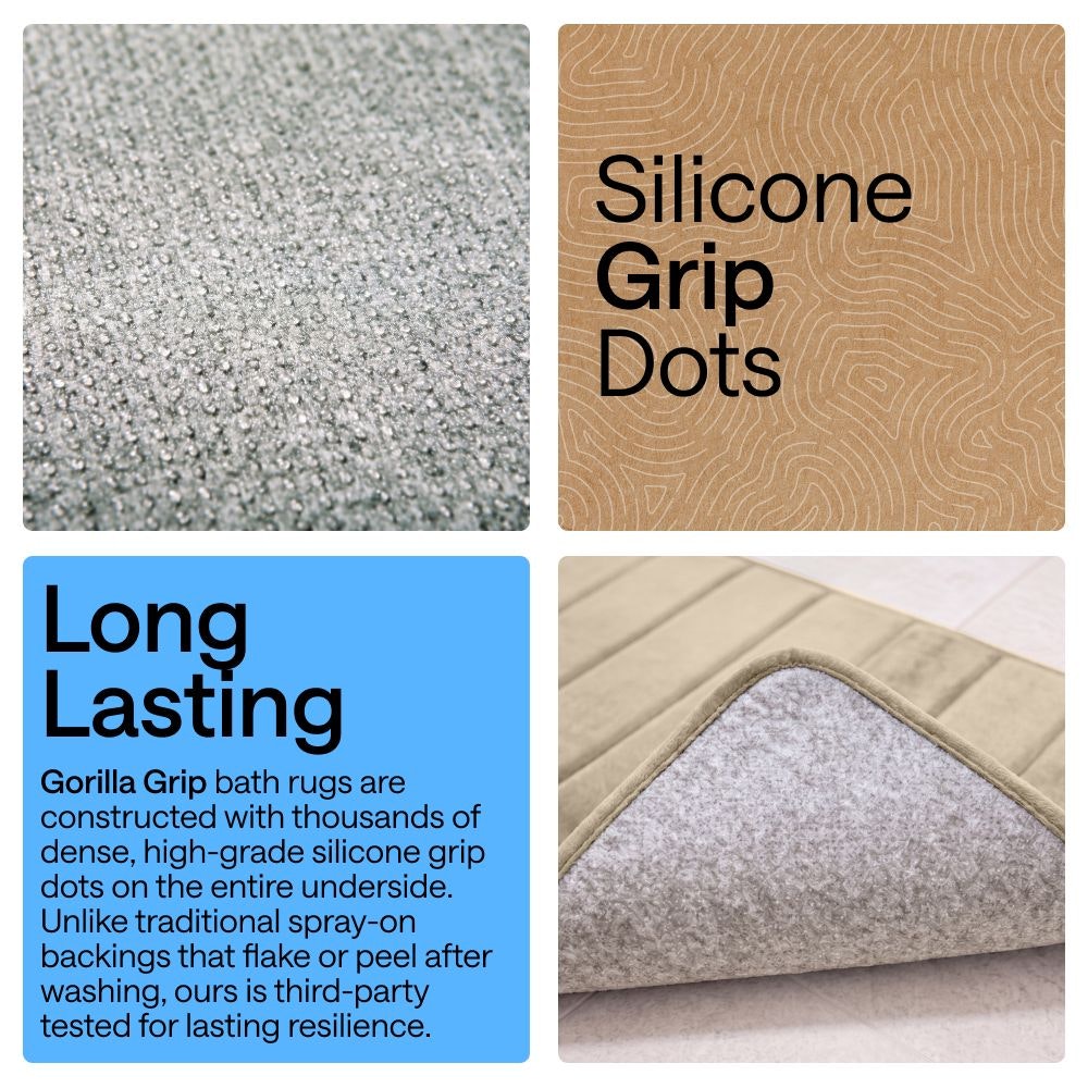 Striped Memory Foam Bath Rug Gorilla Grip Taupe STORY
