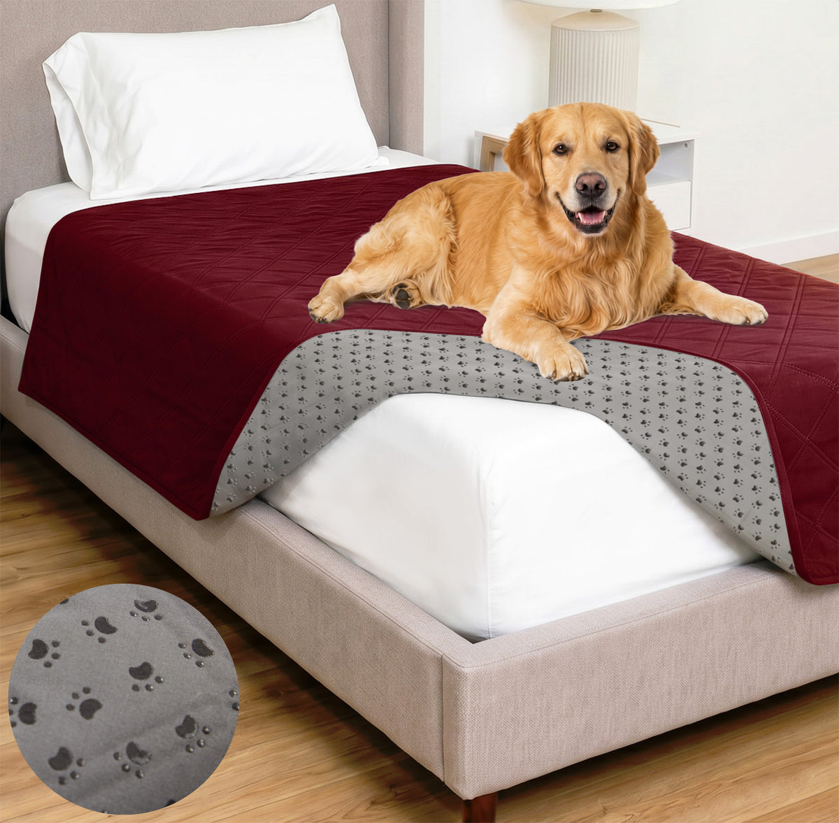 Waterproof Pet Blanket Gorilla Grip Burgundy 52" x 82"