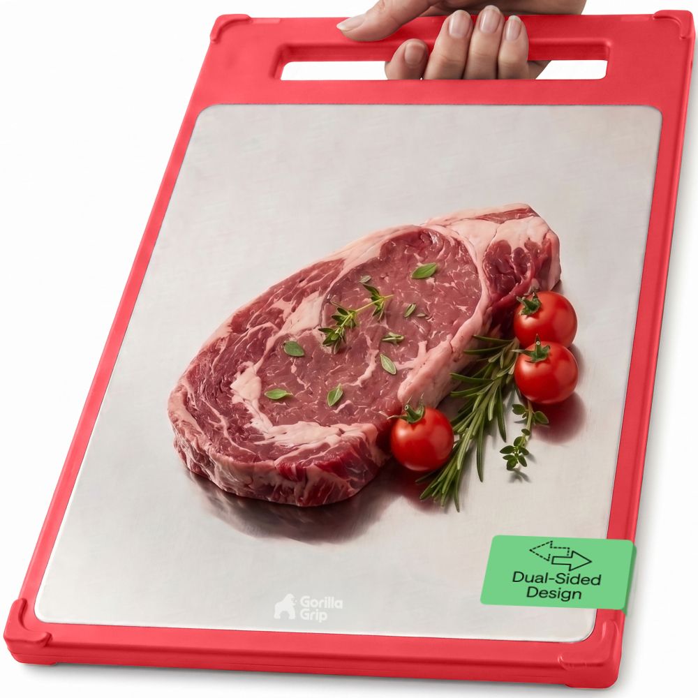 Stainless Steel Cutting Board Gorilla Grip Red 16x11