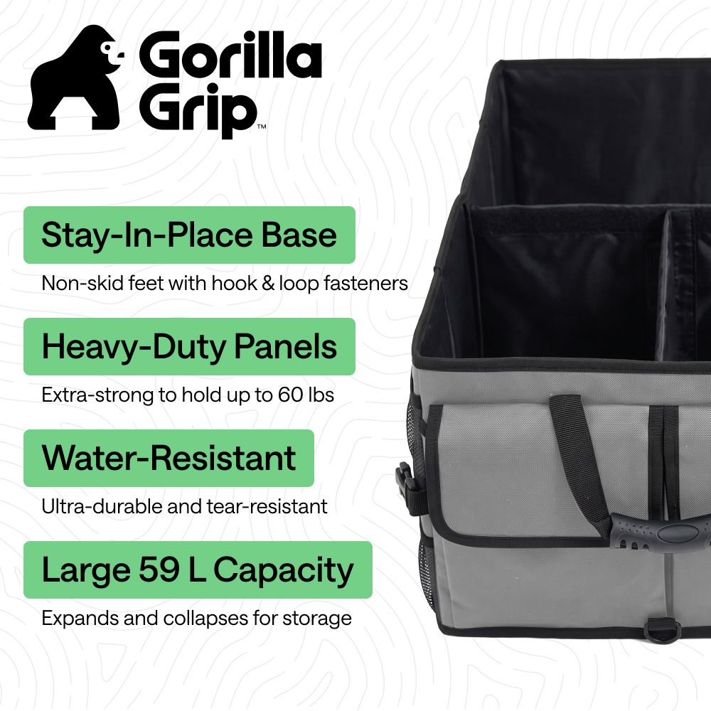 Trunk Organizer Gorilla Grip Gray 24x15x10 SUMMARY