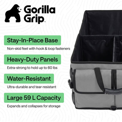 Trunk Organizer Gorilla Grip Gray 24x15x10 SUMMARY