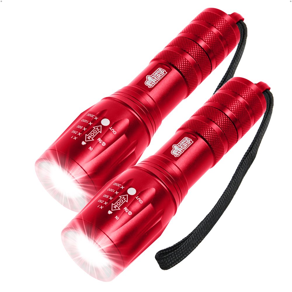 Compact Flashlight Gorilla Grip Red 2 Pack