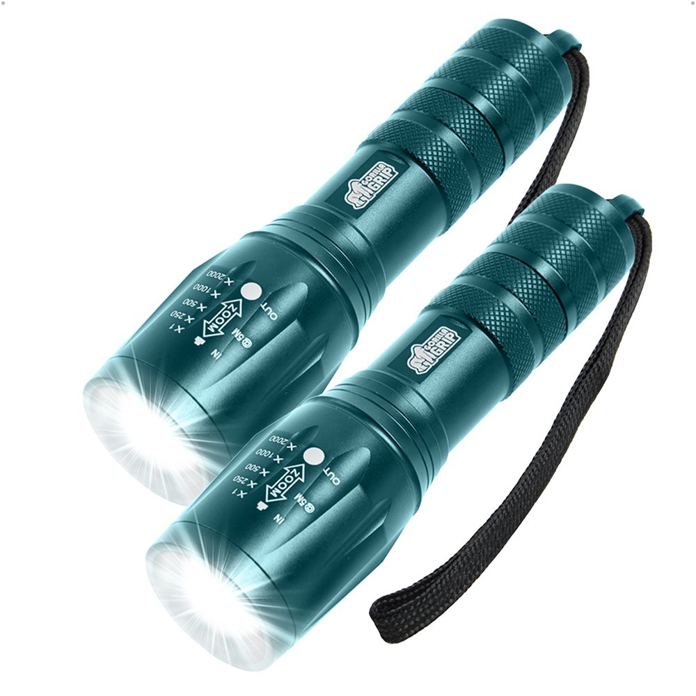 Compact Flashlight Gorilla Grip Teal Blue 2 Pack