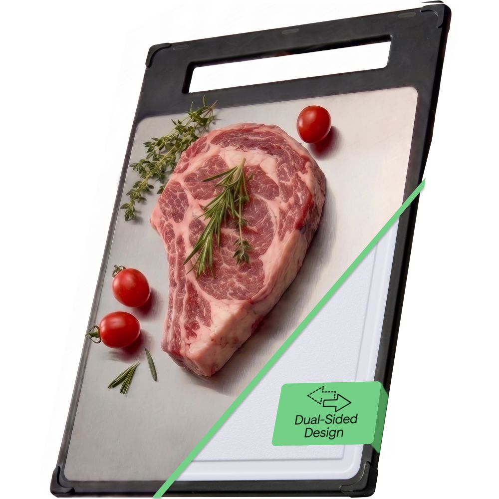 Stainless Steel Cutting Board Gorilla Grip Black Large (Stainless Steel + PP)