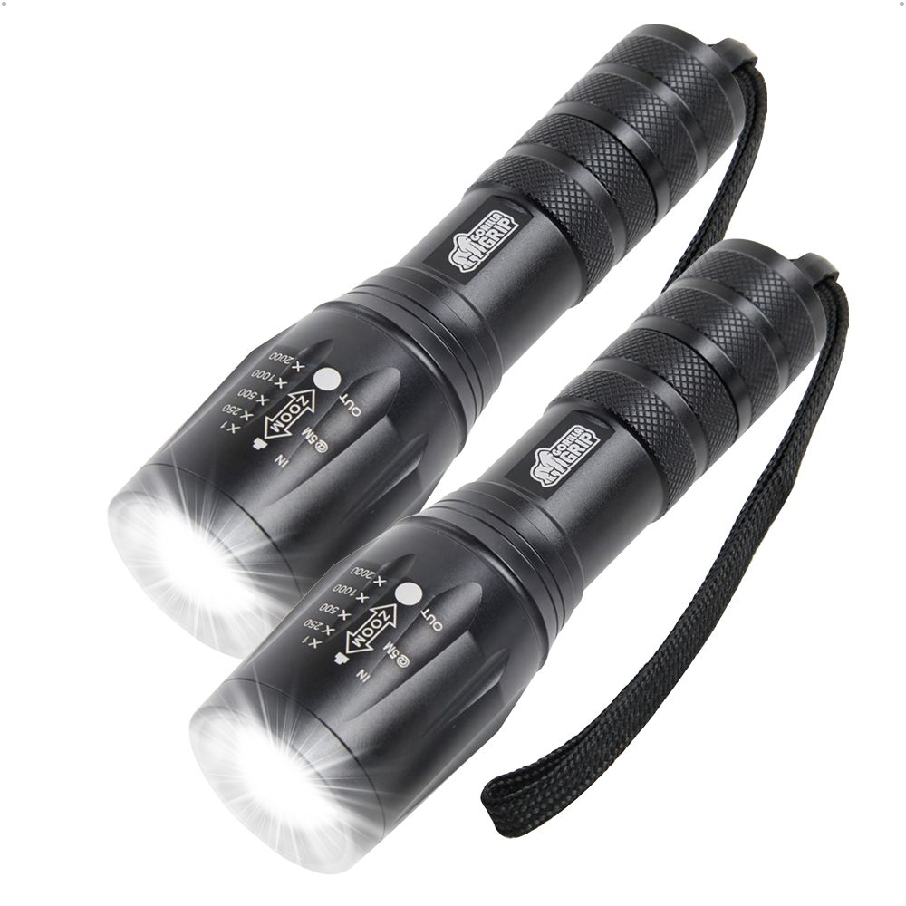 Compact Flashlight Gorilla Grip Black 2 Pack