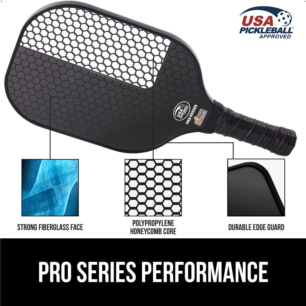 gorilla gear Gorilla Gear Pickleball Paddle Set of 4 with Pickleball Balls, Bag, Usapa Approved Fiberglass Racket, Black