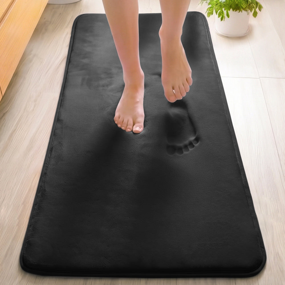 Memory Foam Bath Mat Gorilla Grip Black 60" x 24"
