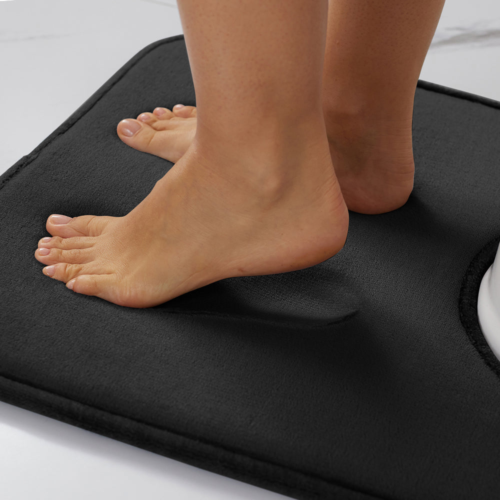 Bath Rug Memory Contour Gorilla Grip Black Oval