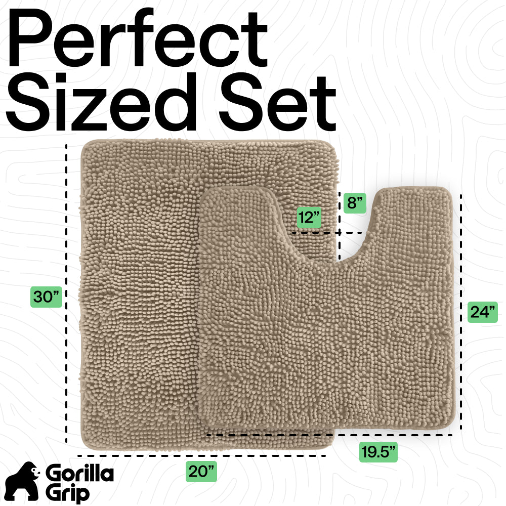 Set of 2 Chenille Bath Rug Gorilla Grip