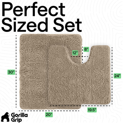 Set of 2 Chenille Bath Rug Gorilla Grip