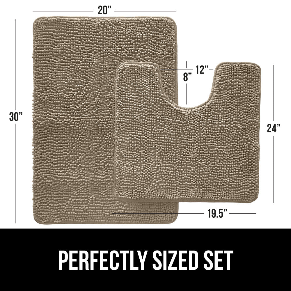 Set of 2 Chenille Bath Rug Gorilla Grip