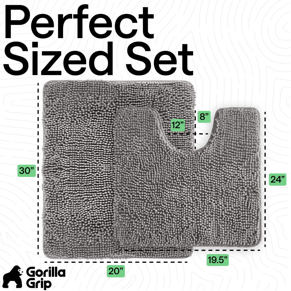 Set of 2 Chenille Bath Rug Gorilla Grip
