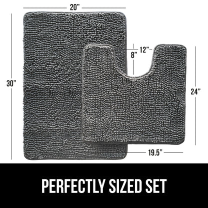 Set of 2 Chenille Bath Rug Gorilla Grip