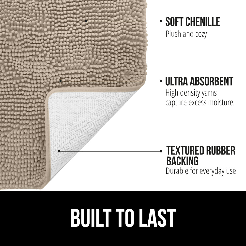 Set of 2 Chenille Bath Rug Gorilla Grip