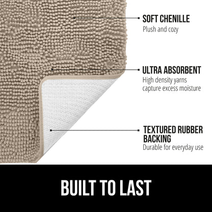 Set of 2 Chenille Bath Rug Gorilla Grip