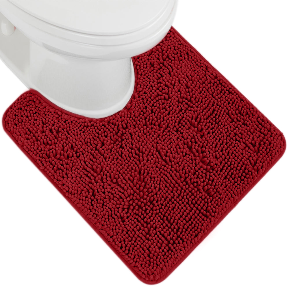 Chenille Bath Rug Contour Bath Accessories Gorilla Grip Red Oval Contour