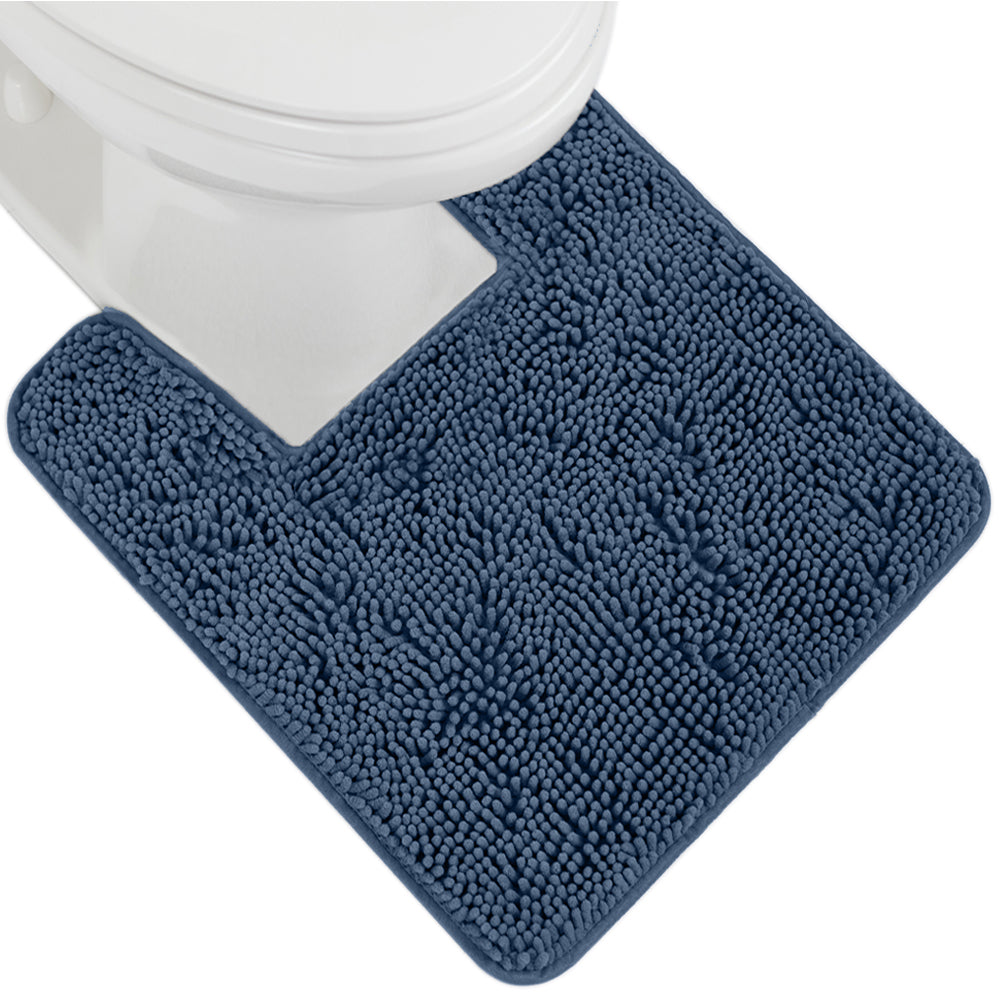 Chenille Bath Rug Contour Bath Accessories Gorilla Grip Navy Square Contour